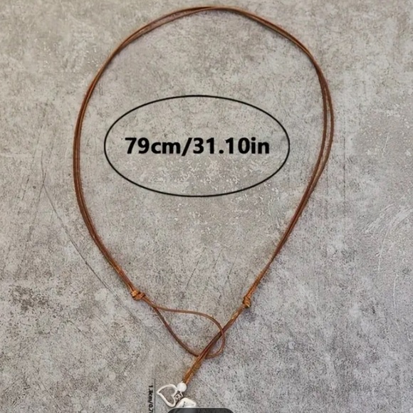 Silver Cord Vintage Statement Pendant Necklace, Bohemian, Boho, Tribal - Picture 3 of 6